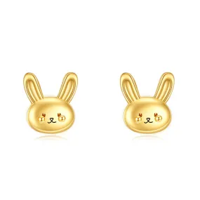 14k Gold Bunny Stud Earrings