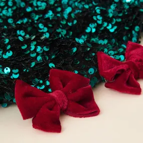 Accessorize London Girl's Red Velvet Bow Salon Hair Clips Set Of 2