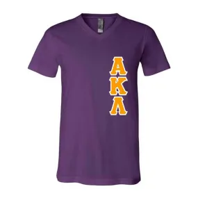 Alpha Kappa Lambda Fraternity V-Neck T-Shirt (Vertical Letters) - Bella 3005 - TWILL