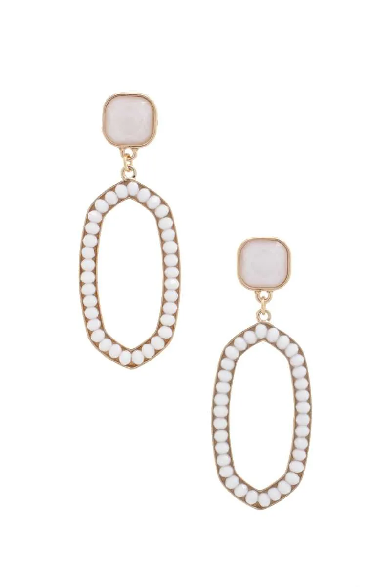 Beaded Oval Post Drop Earring