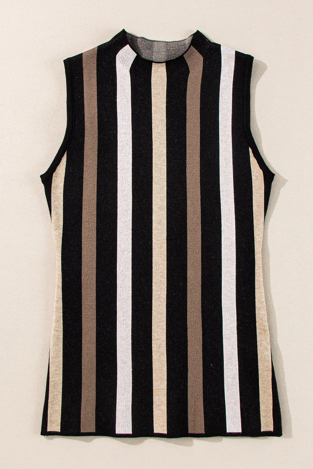 Black Stripe Slim Fit O Neck Sweater Vest