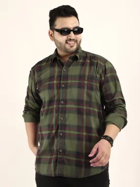 Check Green Full Sleeve Plus Size Shirt