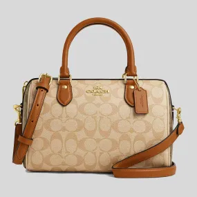 COACH Rowan Satchel Bag In Blocked Signature Canvas Light Khaki/Khaki Multi RS-CS185