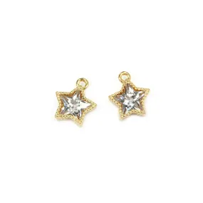 Crystal Star Charm Gold Plated 10x8mm - Pack of 2