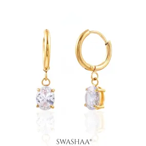 Denali Solitaire 18K Gold Plated Hoop Earrings