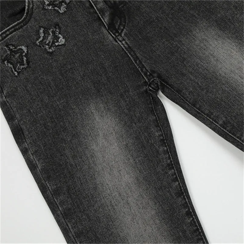 Five-pointed Star Frayed Bootcut Jeans