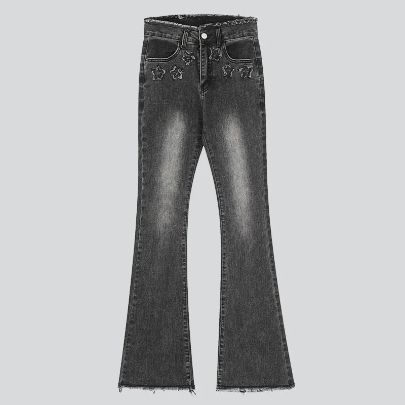 Five-pointed Star Frayed Bootcut Jeans