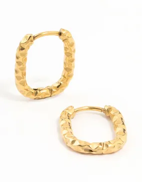 Gold Plated Surgical Steel Square Oval Hoop Earrings