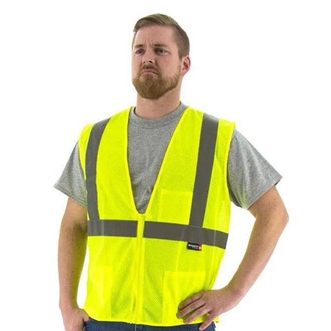 High Visibility Mesh Safety Vest (PK 5 Vests) - ANSI 2, Zipper Close