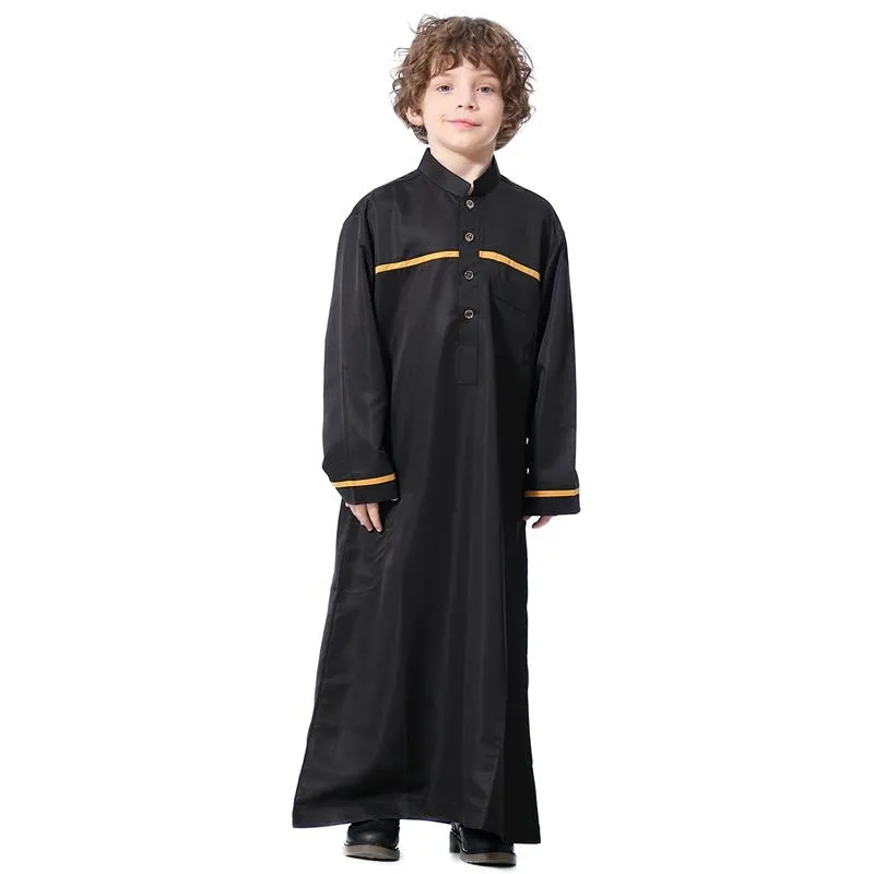 Islamic Muslim Kids Clothing Stand Collar Robe Boy thobes