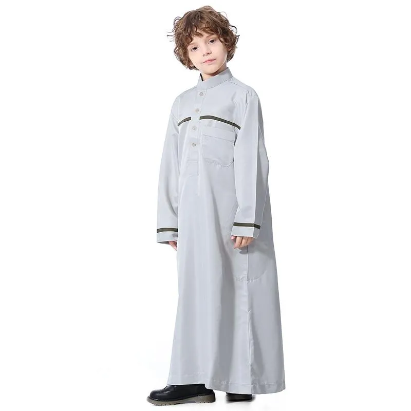 Islamic Muslim Kids Clothing Stand Collar Robe Boy thobes