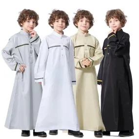 Islamic Muslim Kids Clothing Stand Collar Robe Boy thobes