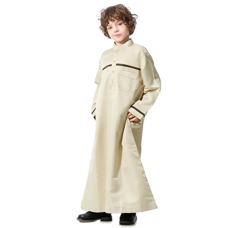 Islamic Muslim Kids Clothing Stand Collar Robe Boy thobes