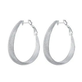 Kairangi Earrings for Women and Girls Fashion Sparkling Silver Big Hoops Earring | Oval Shaped Western Hoop Earrings | Birthday Gift for Girls and Women Anniversary Gift for Wife