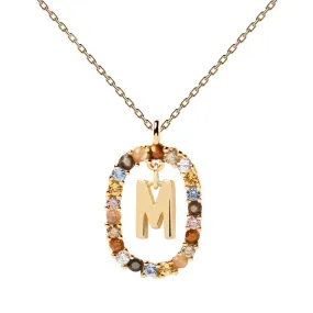 Letter M Circle Necklace