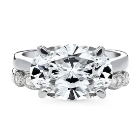 Milgrain Solitaire 5.5ct CZ Ring Set in Sterling Silver