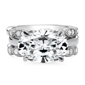 Milgrain Solitaire 5.5ct CZ Ring Set in Sterling Silver