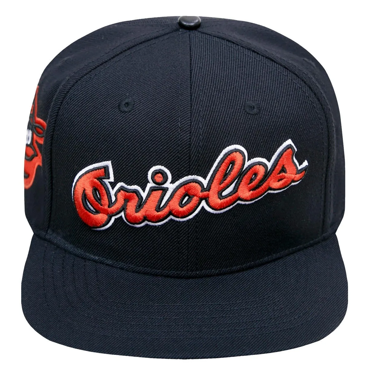 MLB BALTIMORE ORIOLES RETRO CLASSIC UNISEX LOGO WOOL SNAPBACK HAT (BLACK)