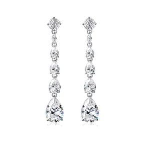 MOISSANITE BRIDAL PEAR CUT DANGLE EARRINGS