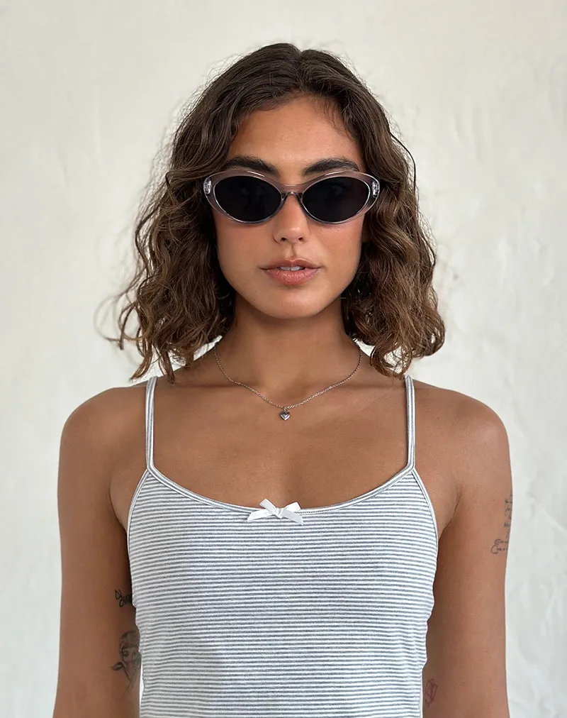 Mydas Oval Sunglasses in Opaque Silver