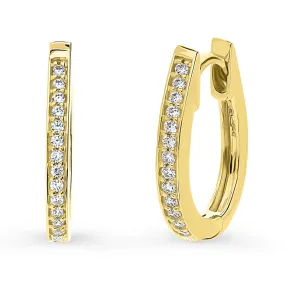 Oval Bar CZ Medium Hoop Earrings in Sterling Silver 0.6