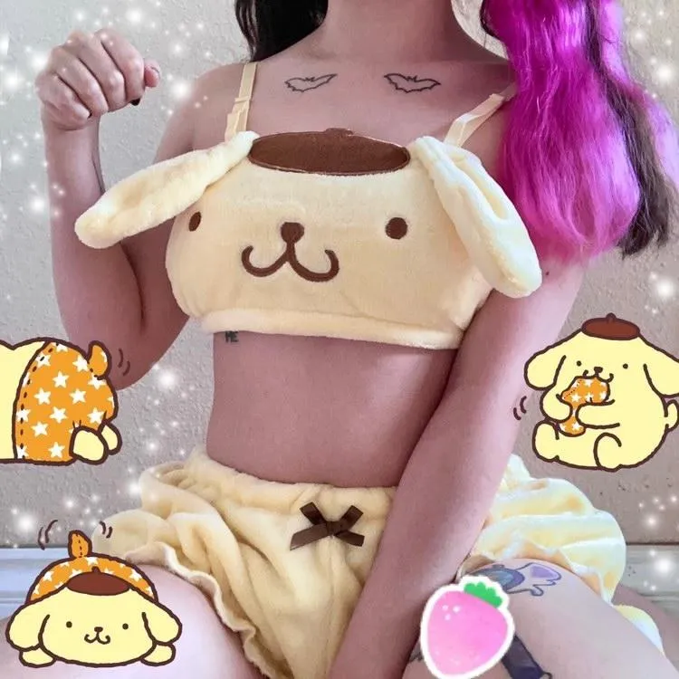 POMPOMPURIN PLUSH EAR PAJAMA SET (3 SIZES)