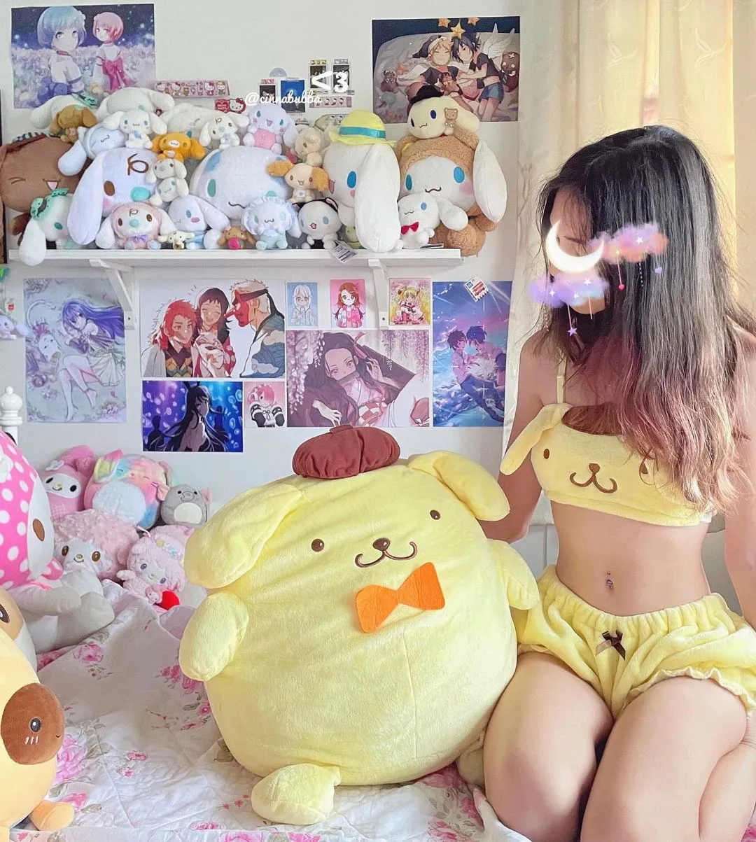 POMPOMPURIN PLUSH EAR PAJAMA SET (3 SIZES)